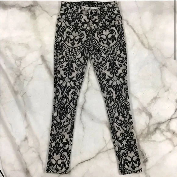 7 for all mankind lace print skinny jeans - Picture 2 of 7